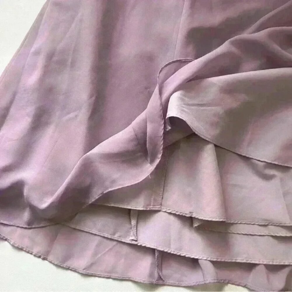 Christina Wu Dress Sheer Chiffon Sleeveless A-line Flowy Lilac Purple Gown 16 - Picture 12 of 15